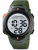 Чоловічі годинники Skmei Neon 10 Bar. Військовий чоловічий наручний годинник зелений