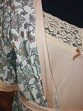 Жіночий комплект турецький для сну та будинку халат+сорочка бавовняний Bella Secret XL (бежевий з принтом)