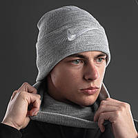 Зимняя мужская шапка Nike серая