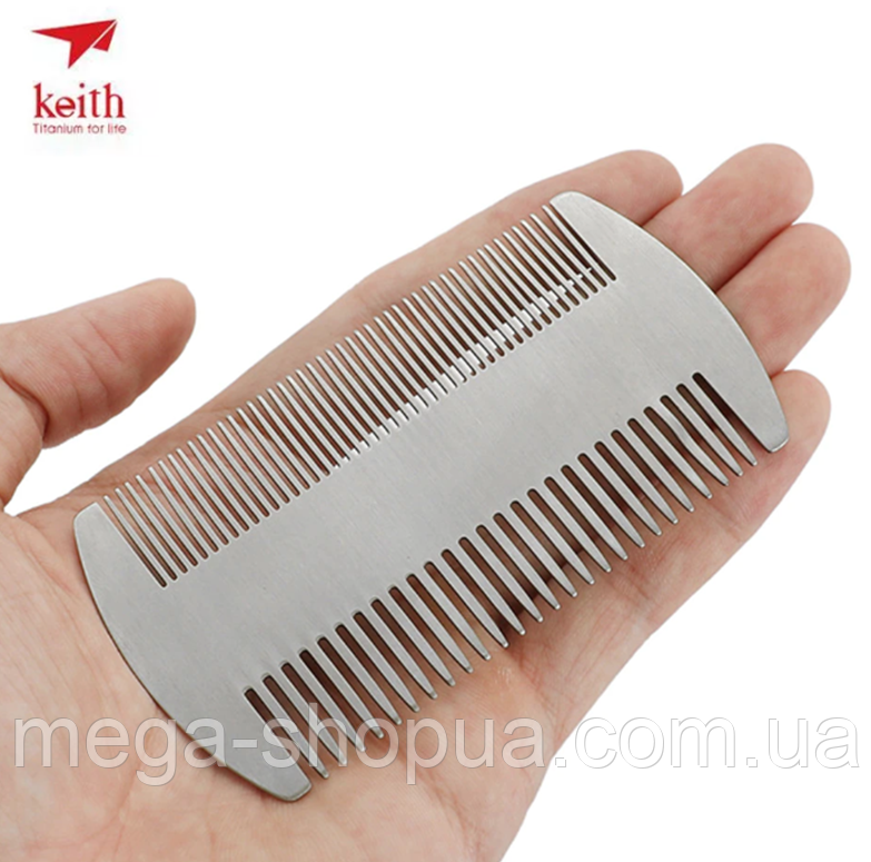 Кишеньковий металевий гребінець чоловічий для бороди, вусів та волосся Keith R100