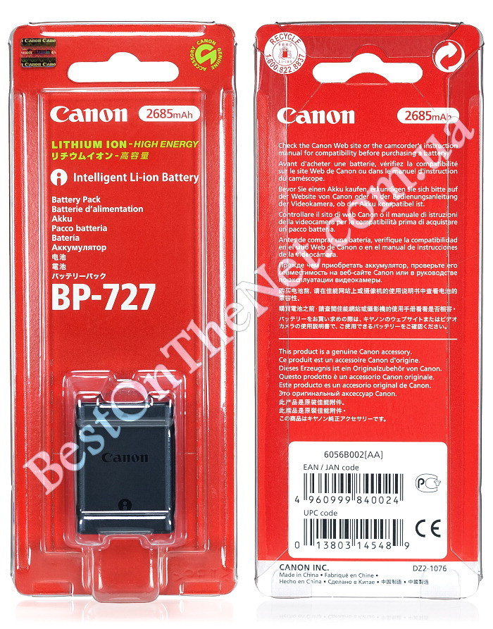 Оригинал Canon BP-727 2685mAh. Аккумулятор для Canon HF10, FH100, HG20, HG30 и пр. - фото 3 - id-p1709030217