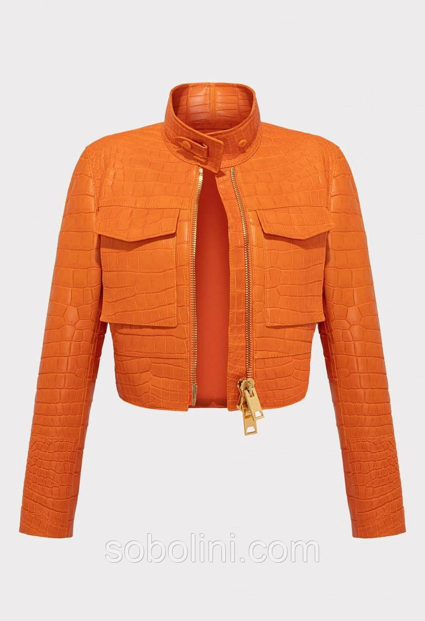Куртка коротка з натуральної шкіри крокодила, фото 1