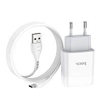 МЗП Hoco C73A Glorious 2.4A (2USB-A) + кабель USB to Type-C Білий