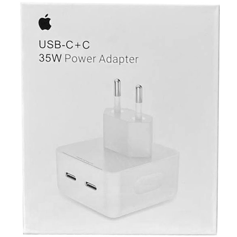 Блок быстрой зарядки Apple 35W Dual USB-C Power Adapter (A) (box) Белый ...