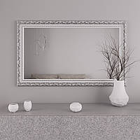Белое настенное зеркало с патиной серебра 76х126 Black Mirror в массажный кабинет