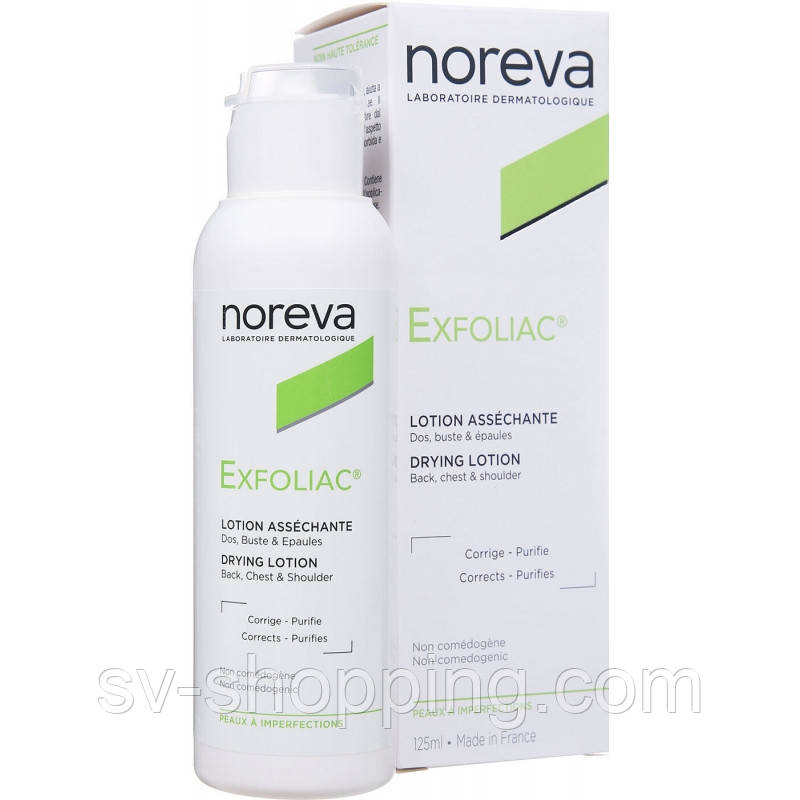 Лосьйон для обличчя з АНА І ВНА кислотами Noreva Exfoliac Drying Lotion