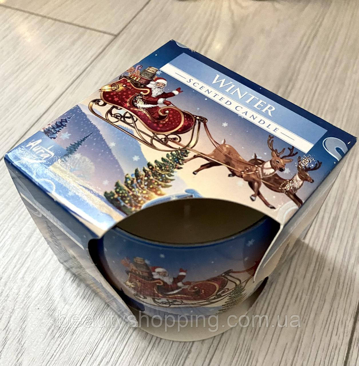 Свічка ароматизована в склянці "Зима" 20 годин горіння 100g Winter Aura Bispol