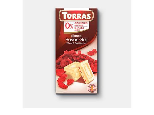 Білий шоколад Torras без цукру Chocolato Blanco con Bayas Goji (з ягодами годжі), 75 г