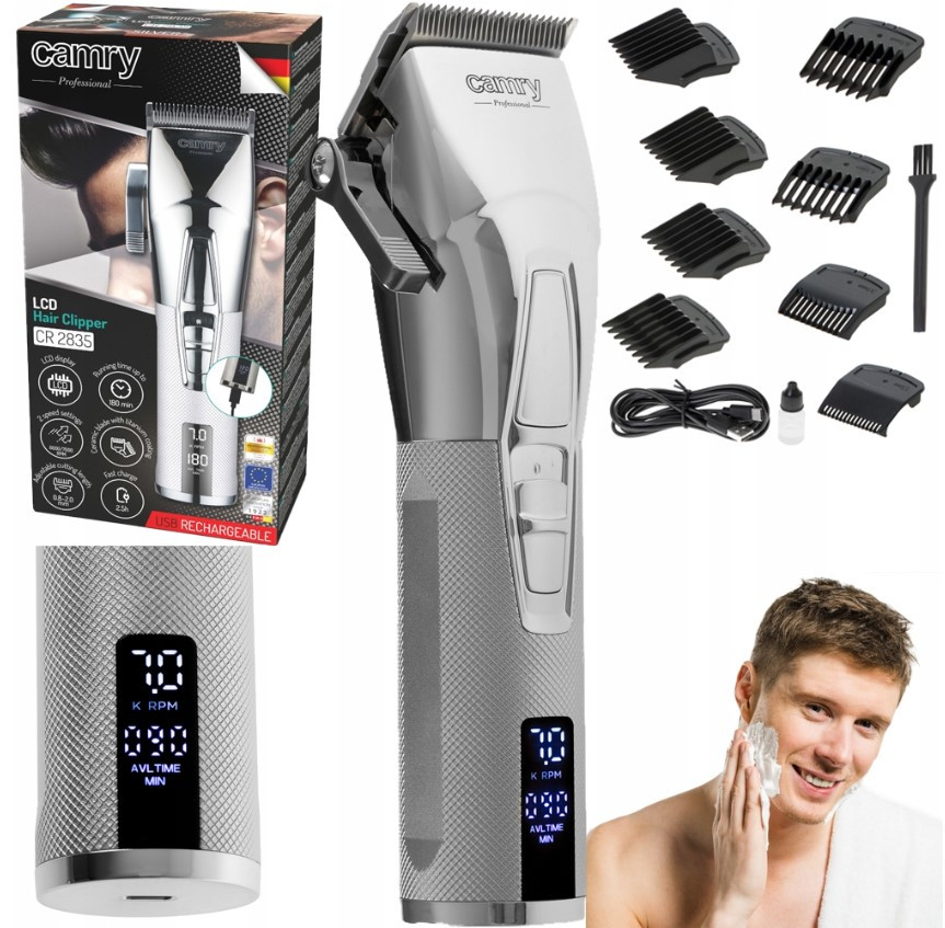Професійна машинка для стриження волосся Camry CR 2835s (з РК-дисплеєм, до 180 хв, Польща), фото 1
