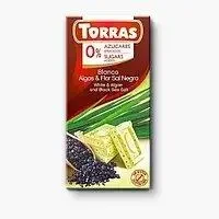 Шоколад Torras без сахара Algas y Flor de Sal Negra (водоросли и черная соль), 75 г - фото 1 - id-p339472283