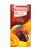 Черный шоколад Torras без сахара Chocolato Negro con Mango (с манго), 75 г