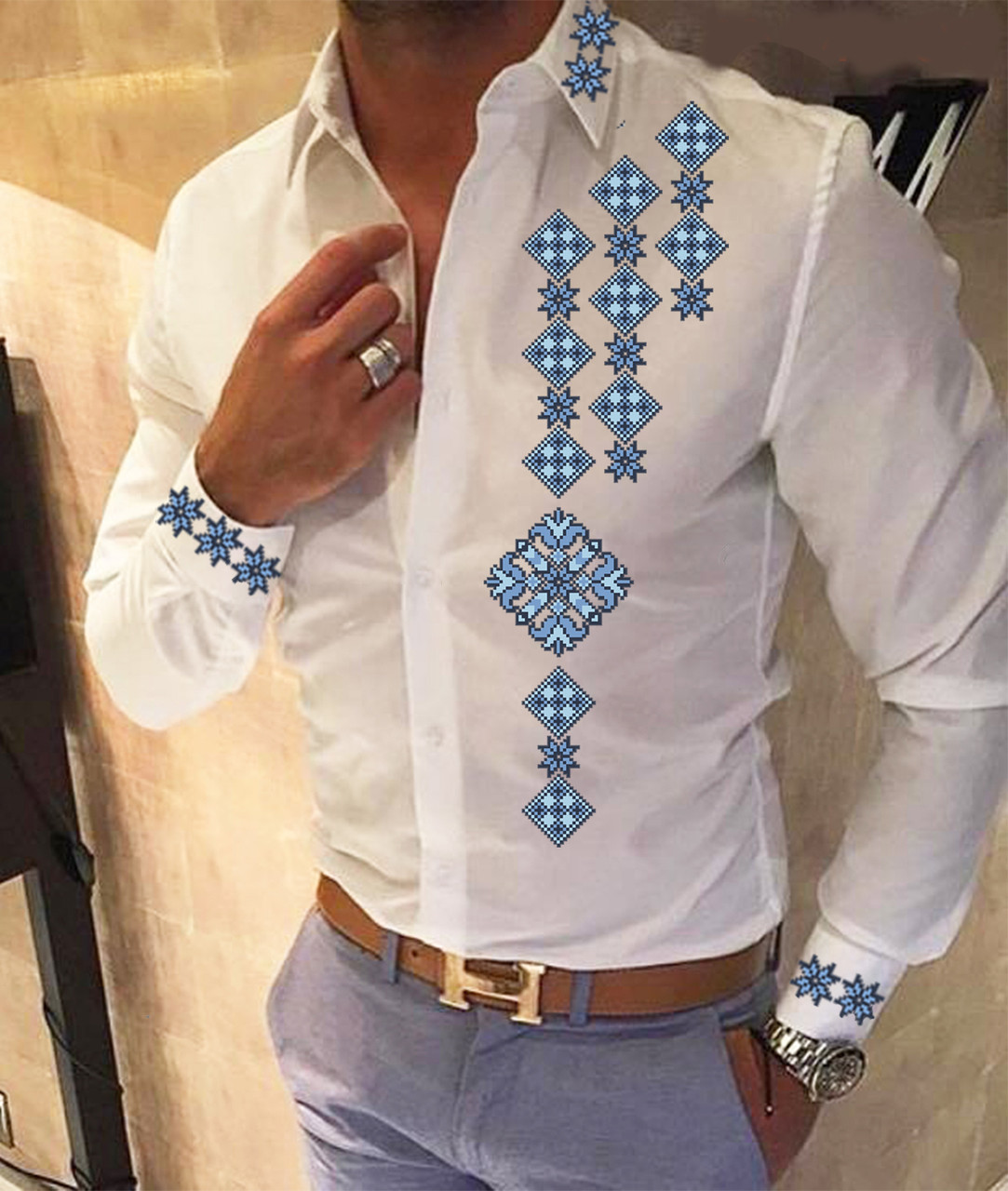 Заготовка для чоловічої вишиванки № 143-СЧ, фото 1