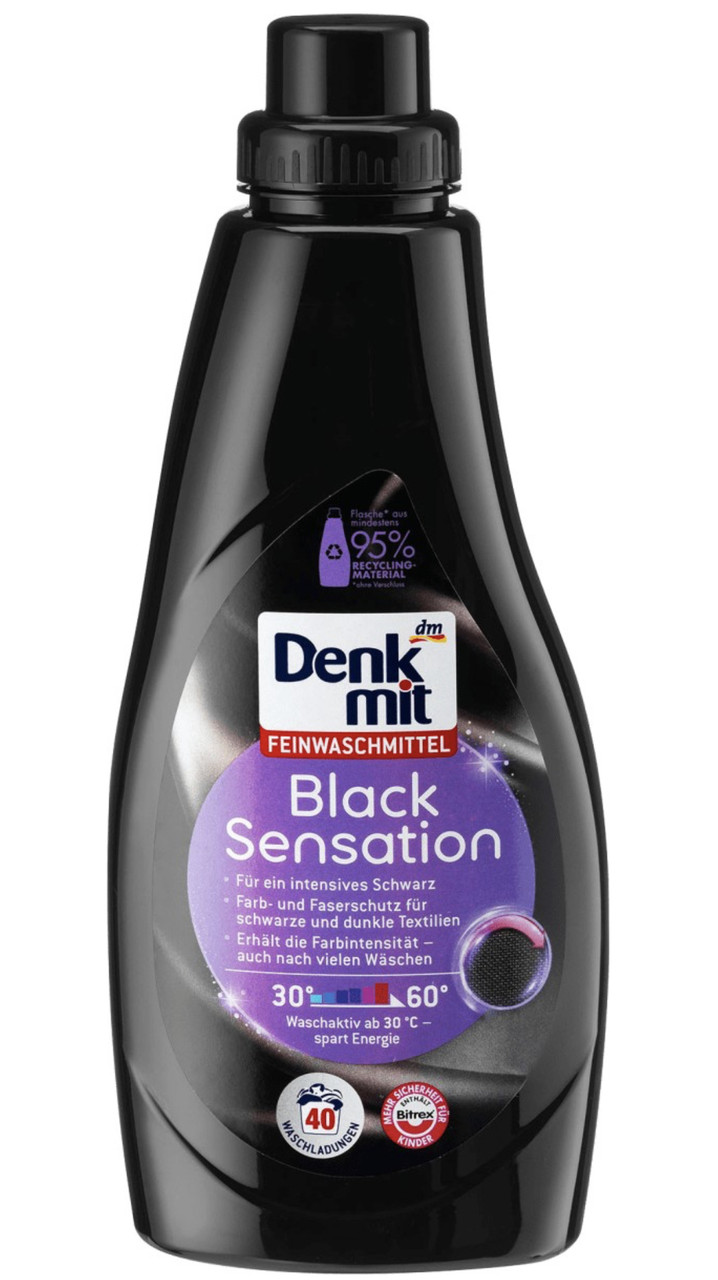 Гель для прання DenkMit Black Sensation для чорних речей 1 л 40 прань, фото 1