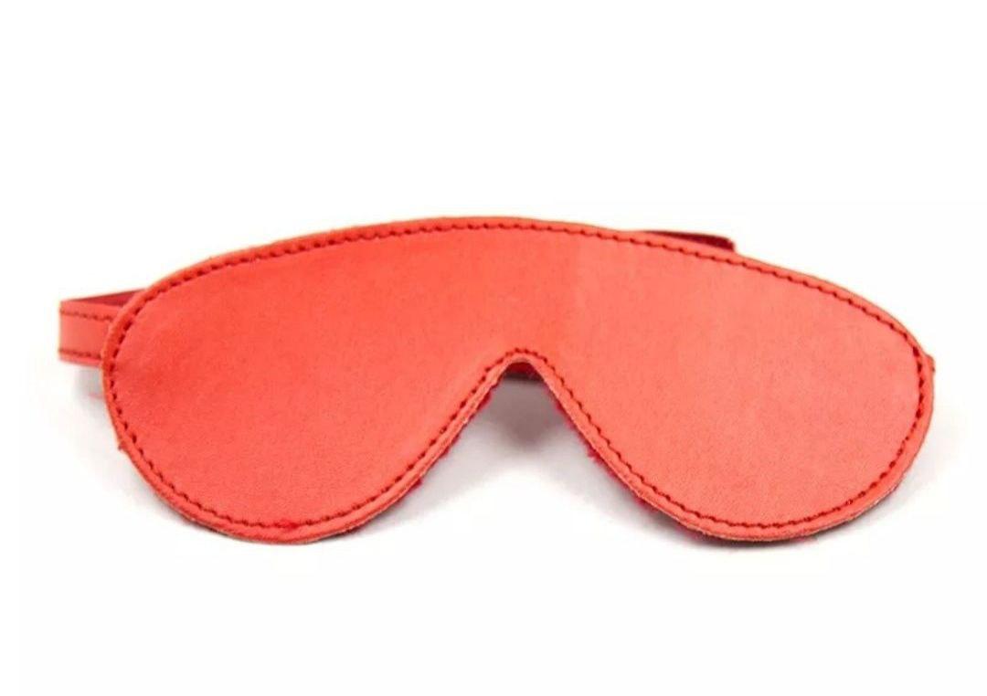 Маска БДСМ шкіряна на очі ЧЕРВОНА