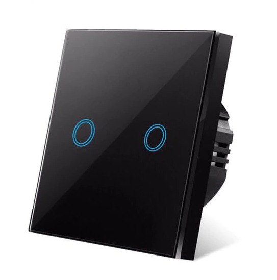 Сенсорний вимикач Axus з підсвіткою чорний, подвійний, фото 1