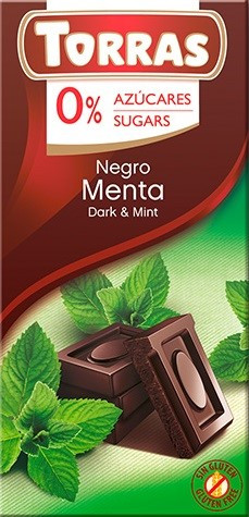 Чорний шоколад Torras без цукру з м'ятою 75 г, фото 1