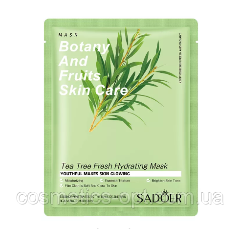 М’ЯТЕ ПАКУВАННЯ! Рослинна маска із зеленим чаєм SADOER Botany And Fruits Skin Care, 25 г