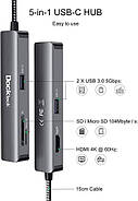Багатопортовий адаптер концентратора USB C док-станція Dockteck 5 в 1 dd0001-de, фото 3