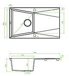 Кухонна гранітна мийка чорна Grenada 48x78 SBG_711T, фото 2