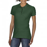 Женское поло футболка (тенниска) темно зеленого цвета премиум качества