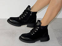 Стильные зимние черные ботиночки женские комфортные ХИТ 38