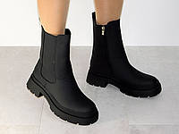 Ботинки челси женские черные высокие на платформе хит 36р