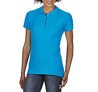 Женское поло футболка (тенниска) синего цвета премиум качества