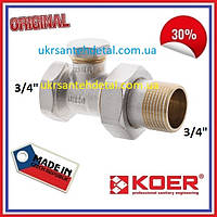Кран радіаторний прямий 3/4 нижній Koer (Чехія)