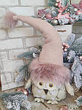 Новорічний декор "Сова", сова ручна робота, текстильна сова, сова під ялинку,стопер сова вис.40-45 см., фото 6