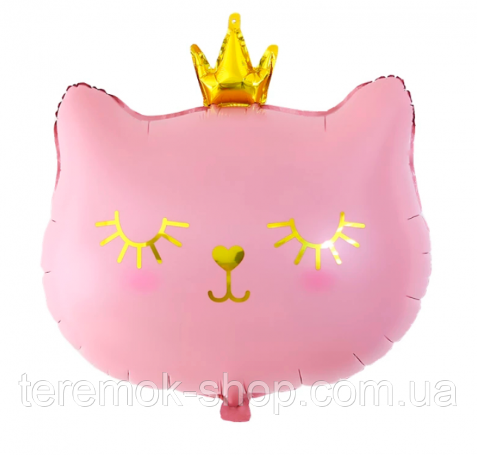 Куля фольгована фігура Кішка принцеса рожева з короною5 4х48 см Китай, фото 1