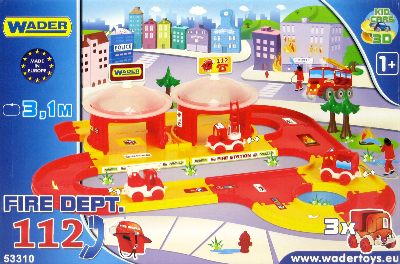 Паркінг пожежний 53310 Kid Cars 3d - гараж з дорогою (3,1 м) Wader Польща