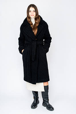 Шуба тедді з еко-хутра чорна 22174 (2000000090092)