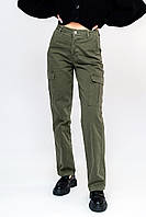 Брюки карго хаки, женские брюки карго, брюки зеленые карго женские 22512 (2000000088556)