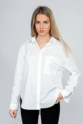 Сорочка з кишенею біла, жіноча біла сорочка 4511 (2000000089157)