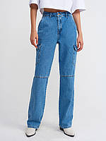 Джинсы карго голубые, джинсы женские карго, джинсы голубые 70744 (2000000089423)