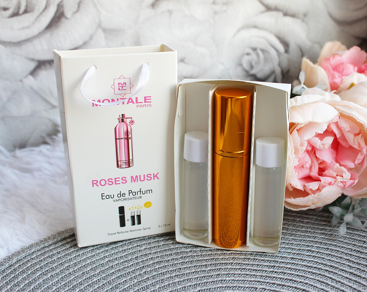 Міні-парфуми з феромонами жіночі Montale Roses Musk 3х15 мл