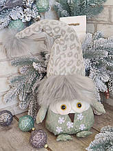 Новорічний декор "Сова", сова ручна робота, текстильна сова, сова під ялинку, сова стопер, вис.40-45 см.
