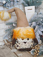 Новогодний декор "Сова", сова ручная работа, текстильная сова, сова под елку, сова стоппер, выс.40-45 см