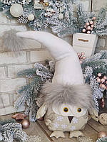 Новогодний декор "Сова", сова ручная работа, сова под елку, текстильная сова, сова стоппер, выс.40-45 см