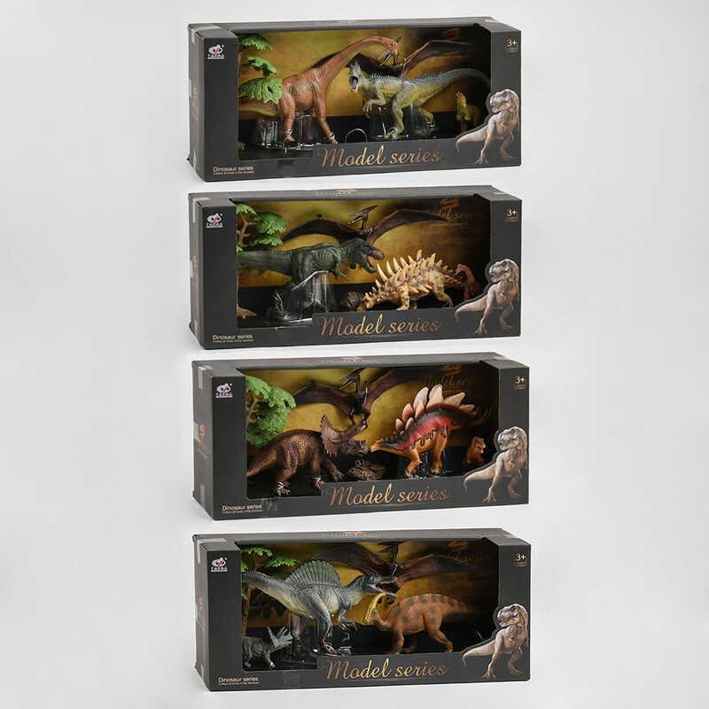 Набір динозаврів Q 9899 W3 (12) 4 типи, 6 елементів, 4 динозаври, 2 аксесуари, у коробці
