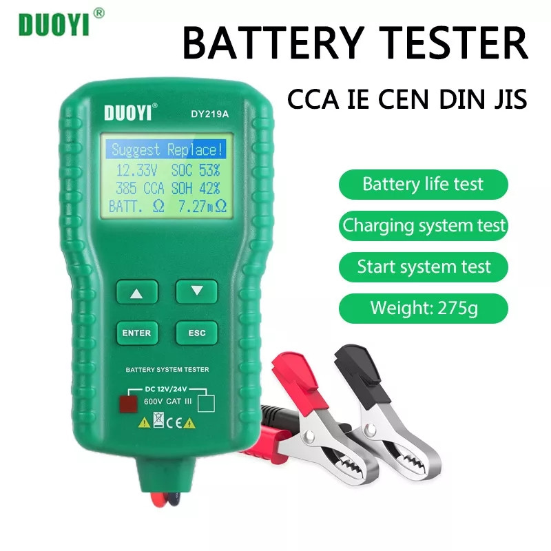 Тестер автомобільних акумуляторів DUOYI DY219A 12V 24V Car Battery Tester аналізатор акб