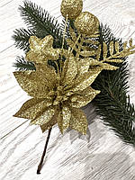Бутон'єрка новорічна. Гілочка золота для новорічного декору (22 см), фото 7