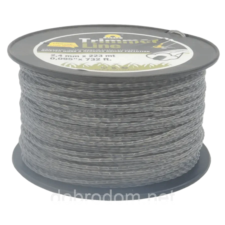 Бухта волосінь для бензокоси кручений квадрат з жилкою 2,4 мм (223м)
