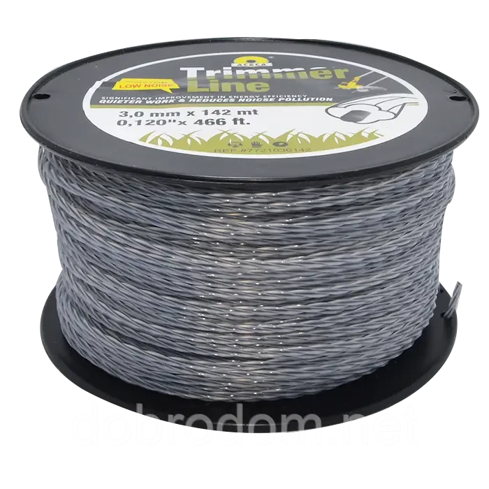 Бухта волосінь для бензокоси кручений квадрат з жилкою 3,0 мм (142м)