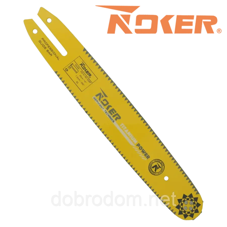 Шина 35 NOKER (14") 50 зв., товщ. 1.3, 3/8 крок TITANIUM POWER для бензопили