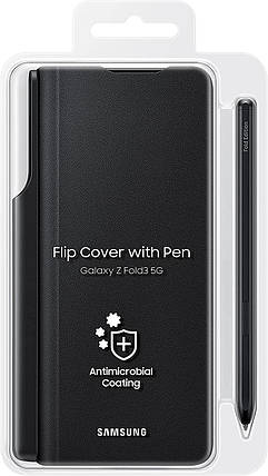 Оригінальний чохол Samsung Clear View Cover with S-pen Black для Galaxy Z Fold 3 (F926) (EF-FF92PCBEGRU), фото 1
