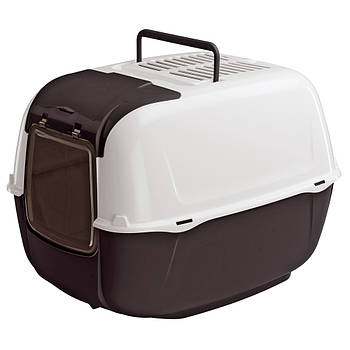 Закритий туалет для котів із переднім люком і вугільними фільтрами Ferplast PRIMA CABRIO Чорний