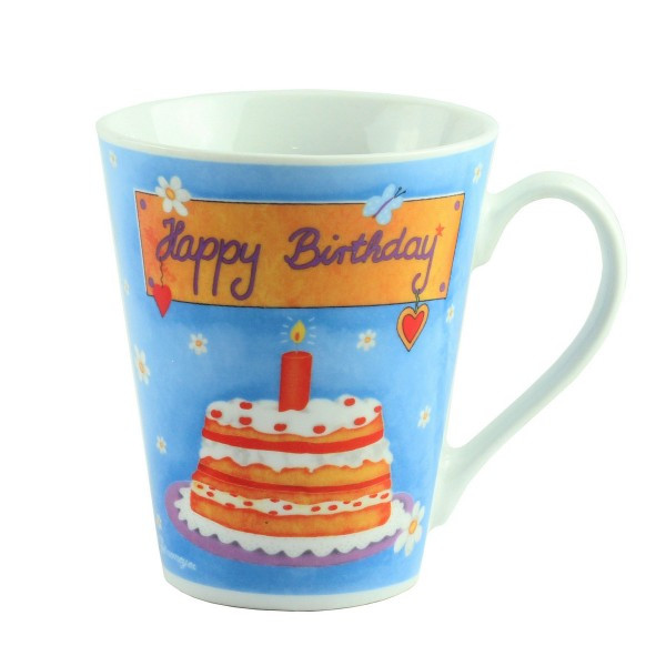 Кружка порцеляни "Hapty Birtday", блакитна, фото 1