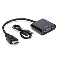 Адаптер конвертер видео + аудио HDMI - VGA Dellta 1080P Black (2421)