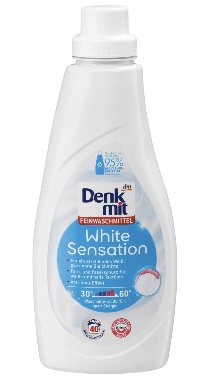 Гель для прання білих речей DENKMIT White Sensation 1 л 40 прань, фото 1
